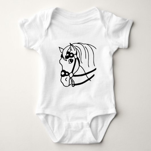 Minimale paardenhoofdretro-stijl Dierkunst Romper (Voorkant)