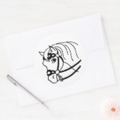 Minimale paardenhoofdretro-stijl Dierkunst Ronde Sticker (Envelop)