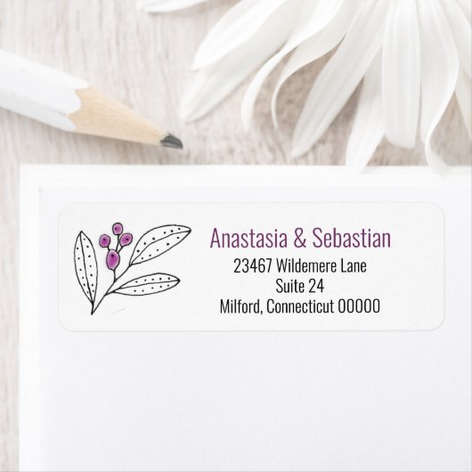 Minimale Paarse bessen die bij de productie wegkom Etiket (Insitu)