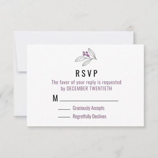 Minimale Paarse bessen met het huwelijk RSVP (Voorkant)