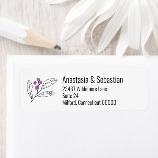 Minimale Paarse bessen verlaten mail Etiket (Insitu)