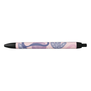 Minimale paarse bloem zwarte inkt pen