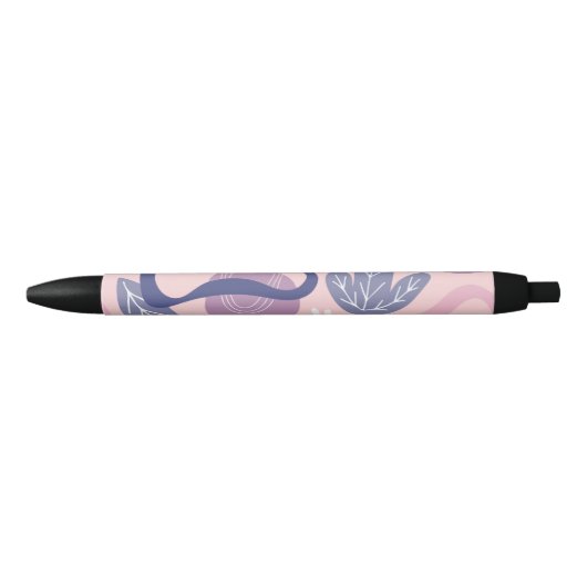 Minimale paarse bloem zwarte inkt pen (Voorkant)