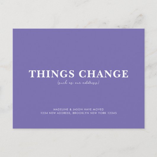 Minimale Paarse dingen veranderen Aankondigingskaart (Voorkant)