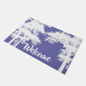 Minimale paarse en witte boomsilhouetten deurmat (Schuin)