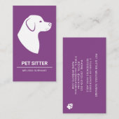 Minimale Paarse en witte dog Silhouette - Pet Sitt Visitekaartje (Voorkant / Achterkant)