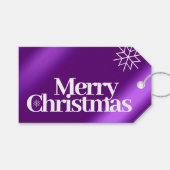 Minimale Paarse Folie Snowflakes voor kerst Cadeaulabel (Voorkant (Horizontaal))