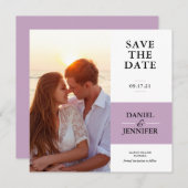 Minimale Paarse foto om de datum op te slaan Save The Date (Voorkant / Achterkant)