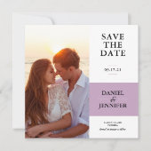 Minimale Paarse foto om de datum op te slaan Save The Date (Voorkant)