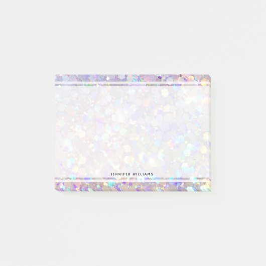 Minimale paarse glittergrens wit vrouwtje post-it® notes (Voorkant)