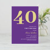 Minimale Paarse gouden typografie Verjaardag Kaart (Staand voorkant)