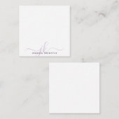 Minimale Paarse Initialen van het Monogram van het Notitiekaartje (Voorkant / Achterkant)