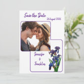 Minimale Paarse iris Save the Date Wedding Kaart (Staand voorkant)