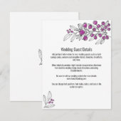 Minimale Paarse lef-bruiloft van Berry - Details Informatiekaartje (Voorkant / Achterkant)