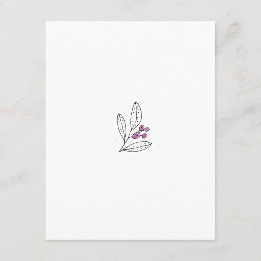 Minimale Paarse lef-bruiloft van Berry - Details Informatiekaartje (Achterkant)