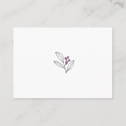 Minimale Paarse lef-bruiloft van Berry - Details Informatiekaartje (Achterkant)