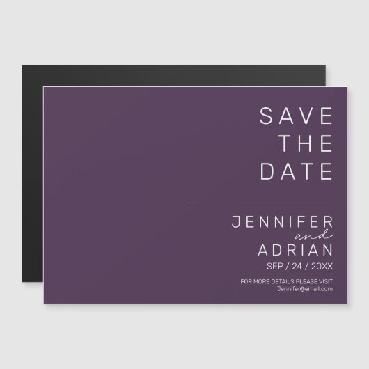 Minimale Paarse, moderne, horizontale opslagdatum (Voorkant / Achterkant)