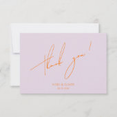 Minimale Paarse & Oranje bruiloft dank u kaart (Voorkant)