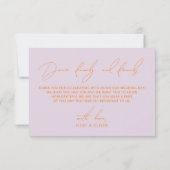 Minimale Paarse & Oranje bruiloft dank u kaart (Achterkant)