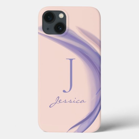 Minimale Paarse roze Abstracte monogram naam Case-Mate iPhone Case (Achterkant)