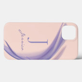 Minimale Paarse roze Abstracte monogram naam Case-Mate iPhone Case (Achterkant (horizontaal))