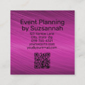 Minimale Paarse Streaks Grote QR-tekstcode Vierkante Visitekaartje (Achterkant)