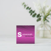 Minimale Paarse Streaks Grote QR-tekstcode Vierkante Visitekaartje (Staand voorkant)