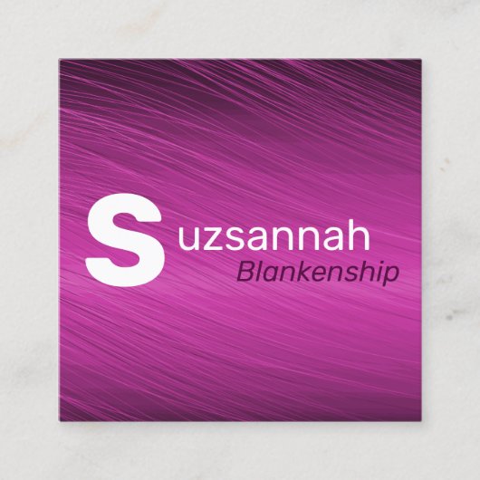 Minimale Paarse Streaks Grote QR-tekstcode Vierkante Visitekaartje (Voorkant)