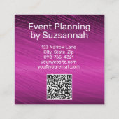 Minimale Paarse Streaks Grote QR-tekstcode Vierkante Visitekaartje (Achterkant)