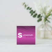 Minimale Paarse Streaks Grote QR-tekstcode Vierkante Visitekaartje (Staand voorkant)