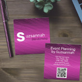 Minimale Paarse Streaks Grote QR-tekstcode Vierkante Visitekaartje