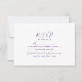 Minimale paarse trouw-RSVP kaart (Voorkant)