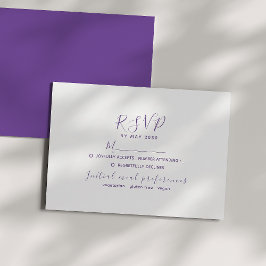 Minimale paarse trouw-RSVP kaart