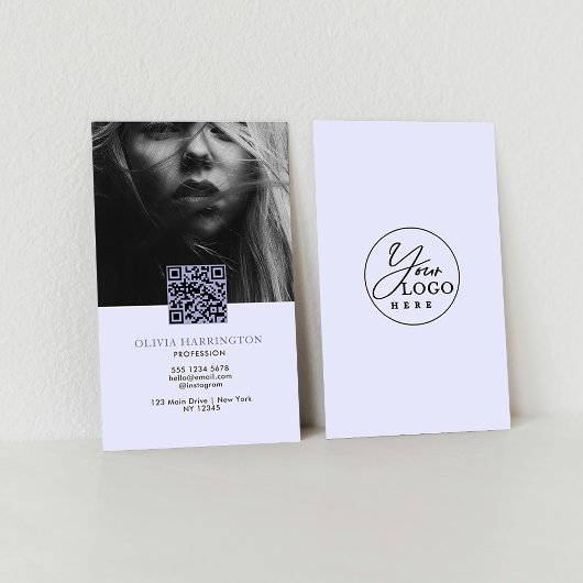 Minimale Paarse Violette Foto QR Code Logo Visitekaartje