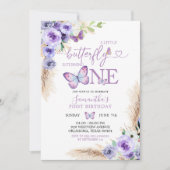 Minimale Paarse vlinder eerste verjaardag Kaart (Voorkant)