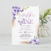 Minimale Paarse vlinder eerste verjaardag Kaart (Staand voorkant)