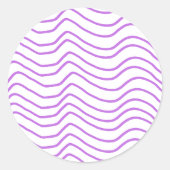 Minimale Paarse Wavy Line ronde Stickers (Voorkant)