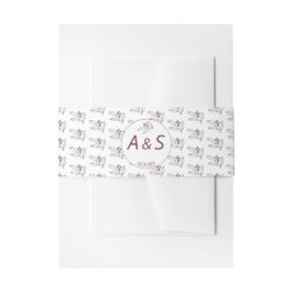 Minimale Paarse Witte Initialen Datum huwelijk Uitnodigingen Wikkel