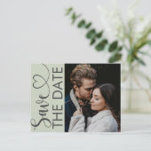 Minimale pagina Groene foto en hart opslaan Datum Aankondigingskaart (Staand voorkant)