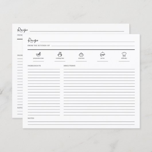 Minimale pagina met modern recept (Voorkant / Achterkant)