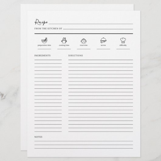 Minimale pagina met modern recept (Voorkant / Achterkant)