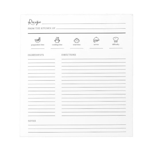 Minimale pagina met modern recept notitieblok (Voorkant)