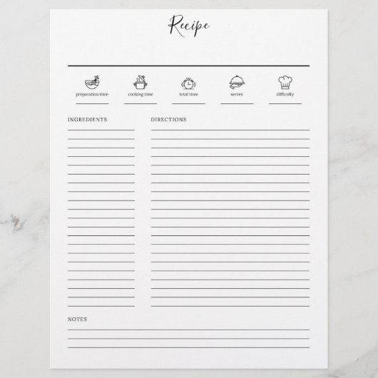 Minimale pagina Moderne Recipe Cookbook (Voorkant)