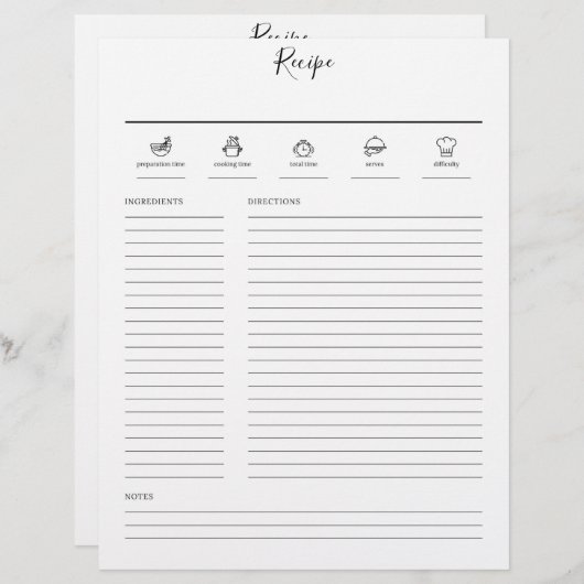 Minimale pagina Moderne Recipe Cookbook (Voorkant / Achterkant)