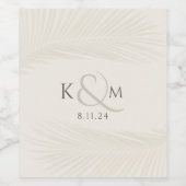 Minimale Palm Leaf Boho bruiloft Wijn Etiket (Enkel label)