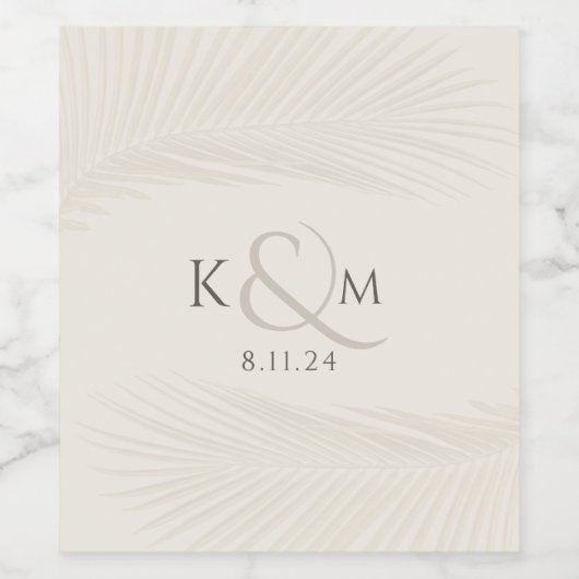 Minimale Palm Leaf Boho bruiloft Wijn Etiket (Enkel label)