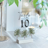 Minimale Palm Tree Acryl Trouwtafel Nummer Uitnodigingen