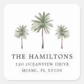 Minimale Palm Trees geven adresetiketten terug Vierkante Sticker (Voorkant)