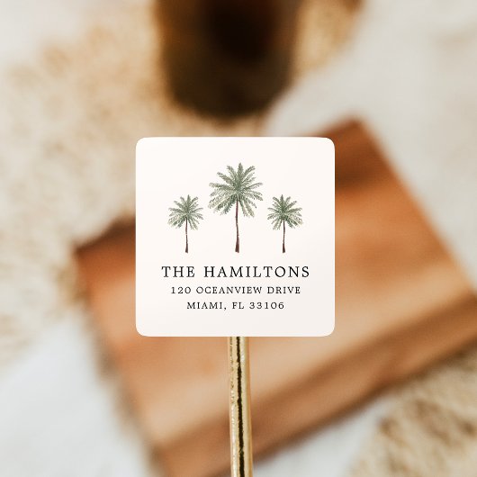 Minimale Palm Trees geven adresetiketten terug Vierkante Sticker