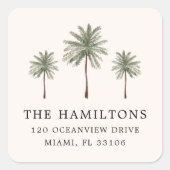 Minimale Palm Trees geven adresetiketten terug Vierkante Sticker (Voorkant)